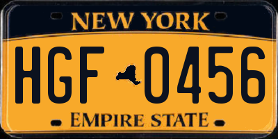 NY license plate HGF0456