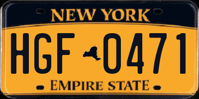 NY license plate HGF0471