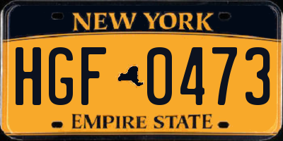NY license plate HGF0473