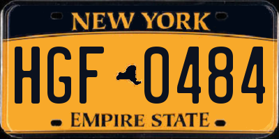 NY license plate HGF0484