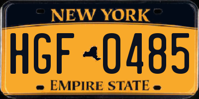 NY license plate HGF0485
