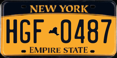 NY license plate HGF0487