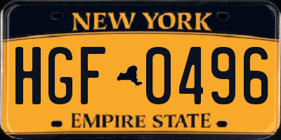 NY license plate HGF0496
