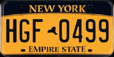 NY license plate HGF0499