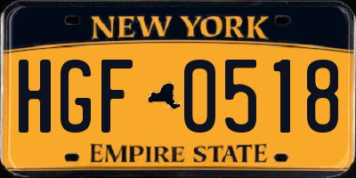 NY license plate HGF0518