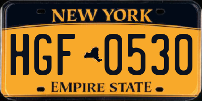 NY license plate HGF0530