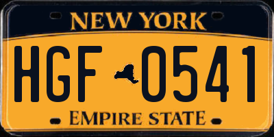 NY license plate HGF0541