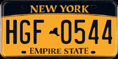 NY license plate HGF0544
