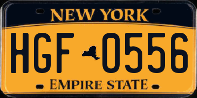 NY license plate HGF0556