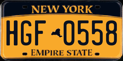 NY license plate HGF0558