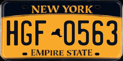 NY license plate HGF0563