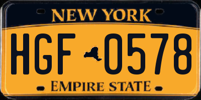 NY license plate HGF0578