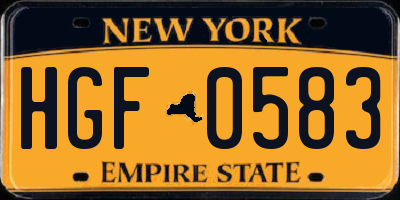 NY license plate HGF0583