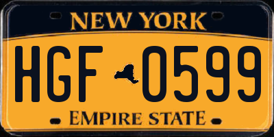 NY license plate HGF0599