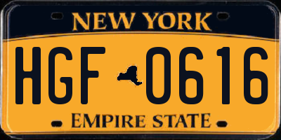 NY license plate HGF0616