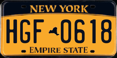 NY license plate HGF0618