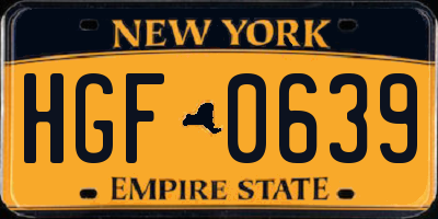 NY license plate HGF0639