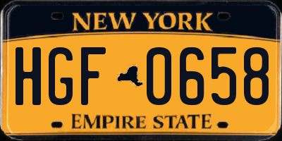 NY license plate HGF0658