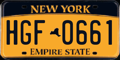 NY license plate HGF0661