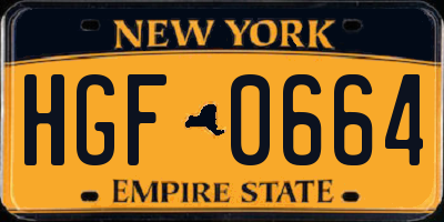 NY license plate HGF0664