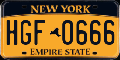 NY license plate HGF0666