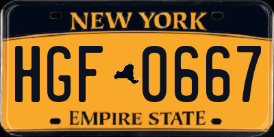NY license plate HGF0667