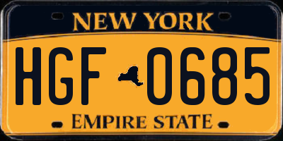 NY license plate HGF0685