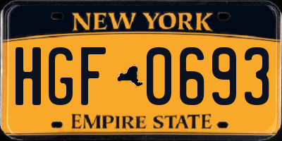 NY license plate HGF0693
