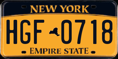NY license plate HGF0718