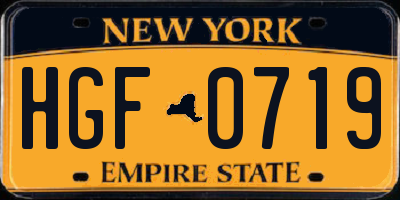 NY license plate HGF0719