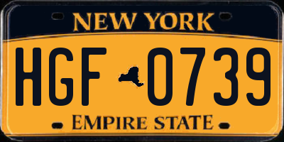NY license plate HGF0739