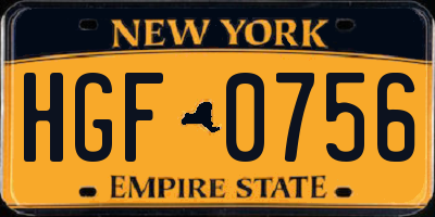 NY license plate HGF0756