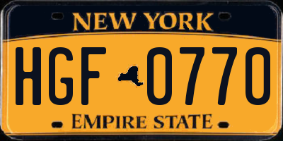 NY license plate HGF0770