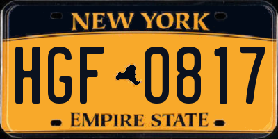 NY license plate HGF0817