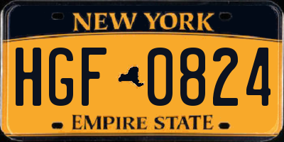 NY license plate HGF0824