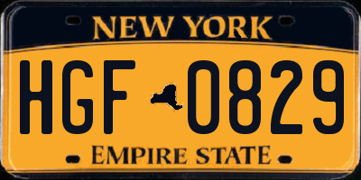 NY license plate HGF0829