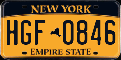 NY license plate HGF0846