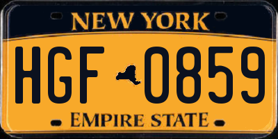 NY license plate HGF0859