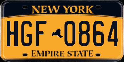 NY license plate HGF0864