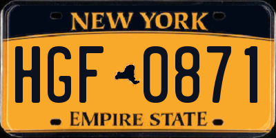 NY license plate HGF0871