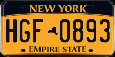NY license plate HGF0893