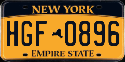 NY license plate HGF0896