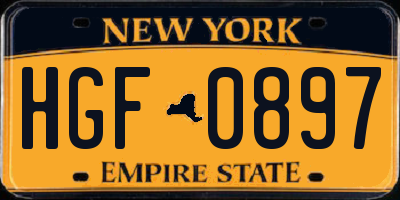 NY license plate HGF0897