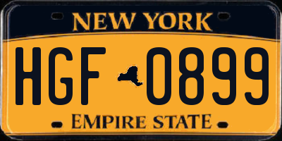 NY license plate HGF0899