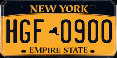 NY license plate HGF0900