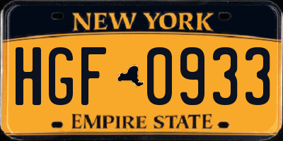 NY license plate HGF0933