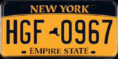 NY license plate HGF0967