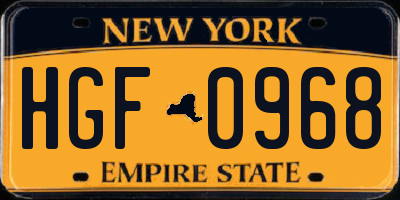 NY license plate HGF0968