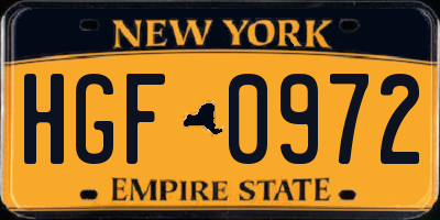 NY license plate HGF0972