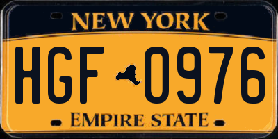 NY license plate HGF0976